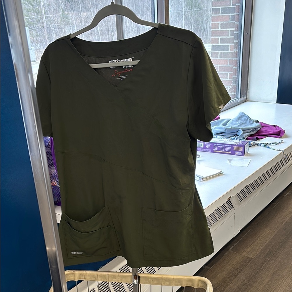 Olive Green Scrub Top